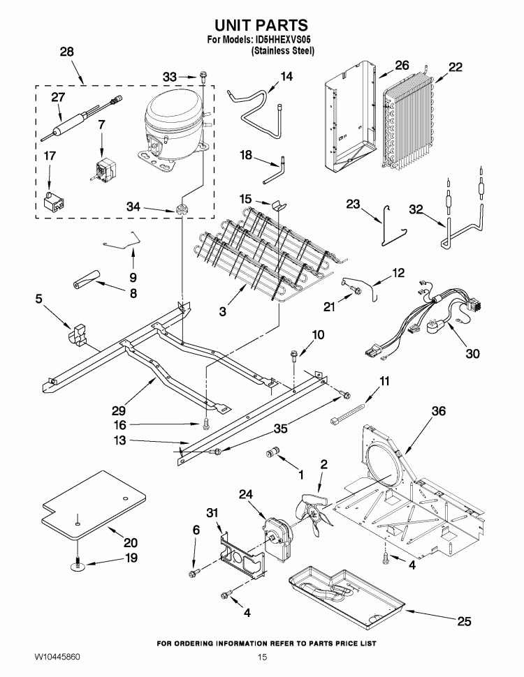 UNIT PARTS Diagram and Parts List for ID5HHEXVS05  Whirlpool Refrigerator