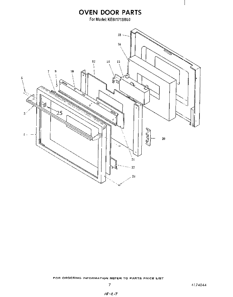 OVEN DOOR , LIT/OPTIONAL Diagram and Parts List for KEBI171SBL0  KitchenAid Wall Oven