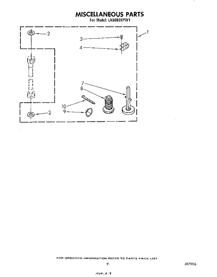 MISCELLANEOUS , LITERATURE AND OPTIONAL Diagram and Parts List for LA6680XPW1  Whirlpool Washer