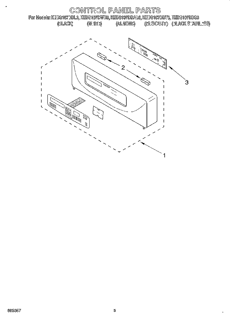 CONTROL PANEL, LITERATURE Diagram and Parts List for KEBS107DBS6  KitchenAid Wall Oven