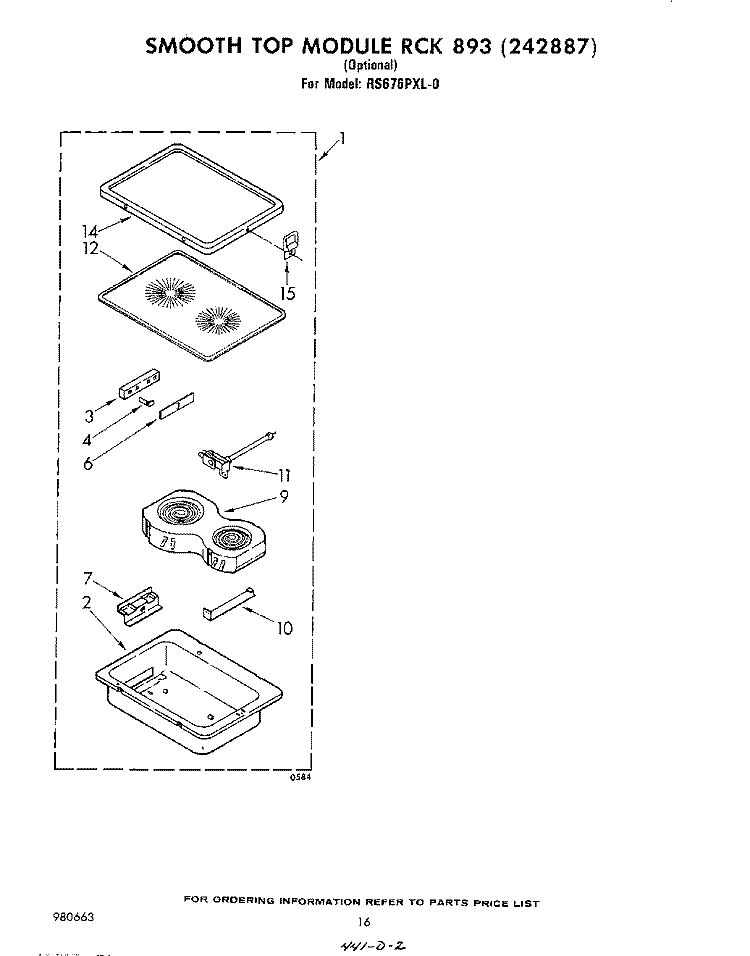 SMOOTH TOP RCK 893 , LITERATURE AND Diagram and Parts List for RS676PXL0  Whirlpool Range