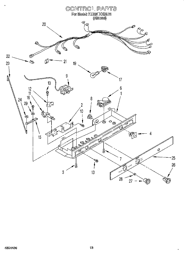 CONTROL, LIT/OPTIONAL Diagram and Parts List for 7ED20TKXDN01  Whirlpool Refrigerator