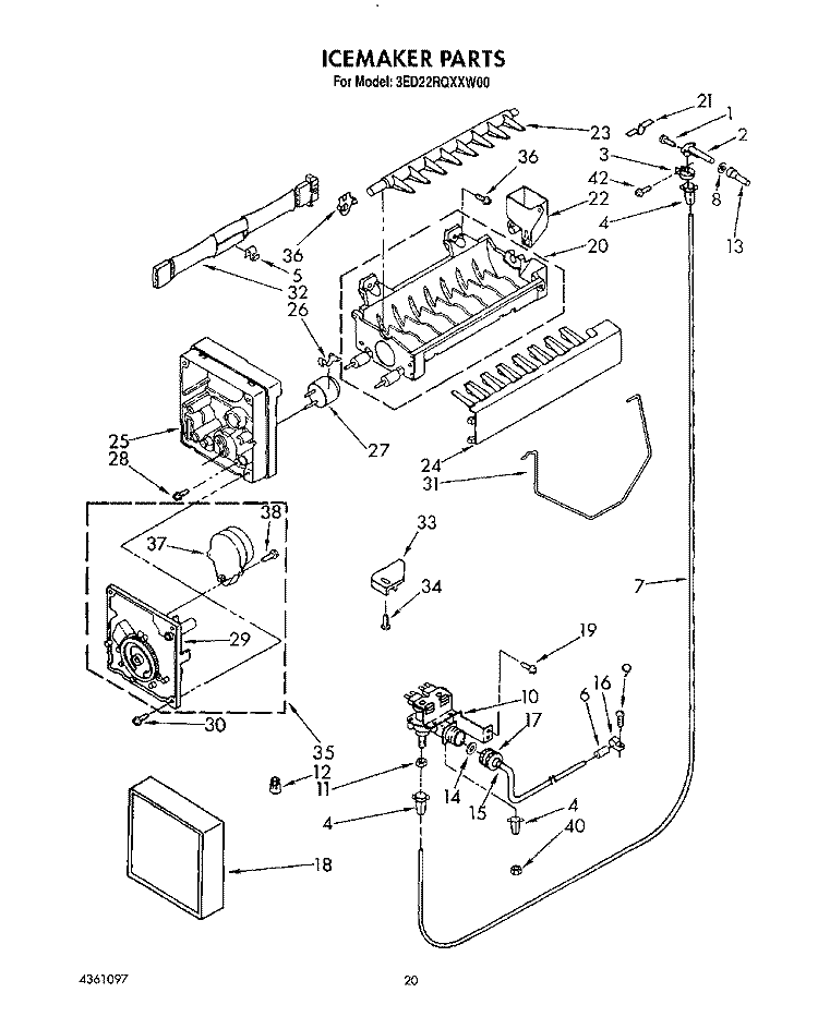 ICEMAKER, LIT/OPTIONAL Diagram and Parts List for 3ED22RQXXW00  Whirlpool Refrigerator