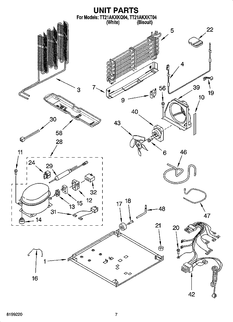 UNIT PARTS Diagram and Parts List for TT21AKXKQ04  Estate Refrigerator
