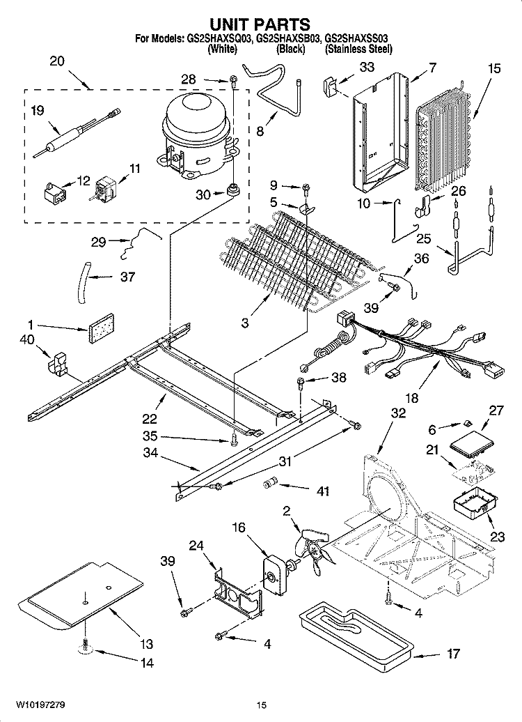 UNIT PARTS Diagram and Parts List for GS2SHAXSS03  Whirlpool Refrigerator