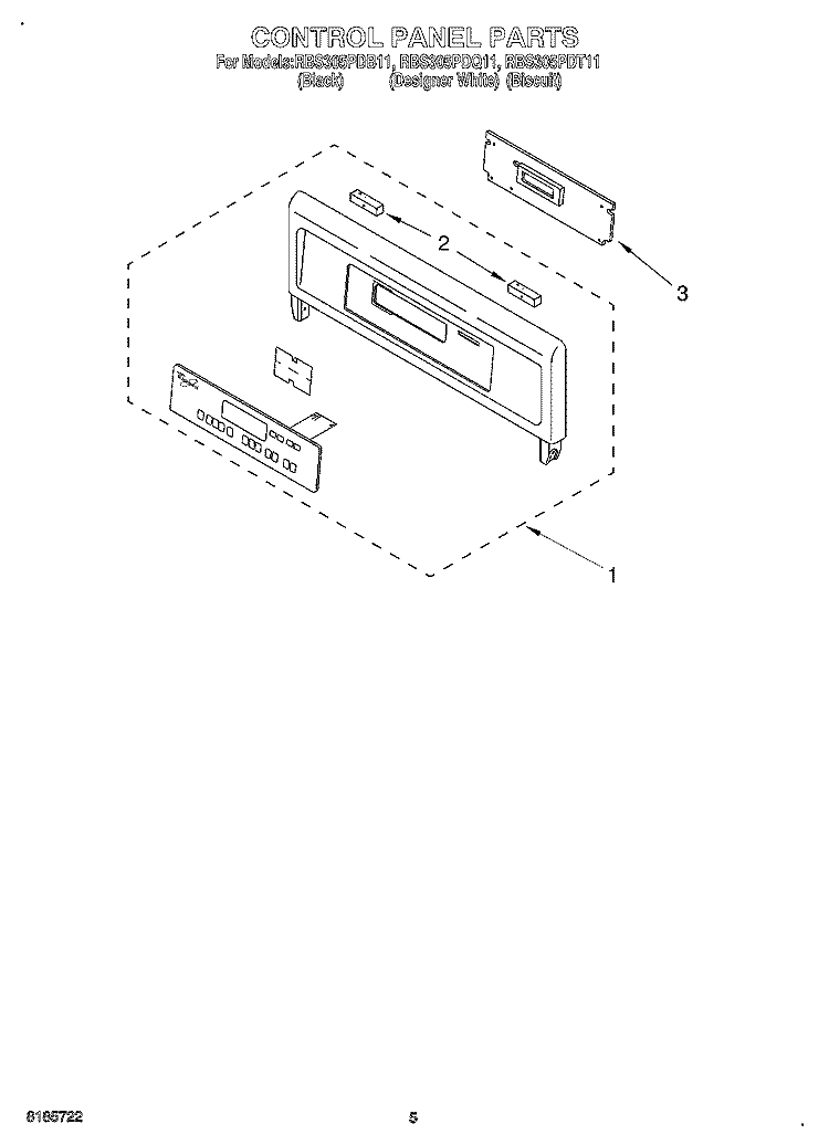 CONTROL PANEL Diagram and Parts List for RBS305PDT11  Whirlpool Wall Oven