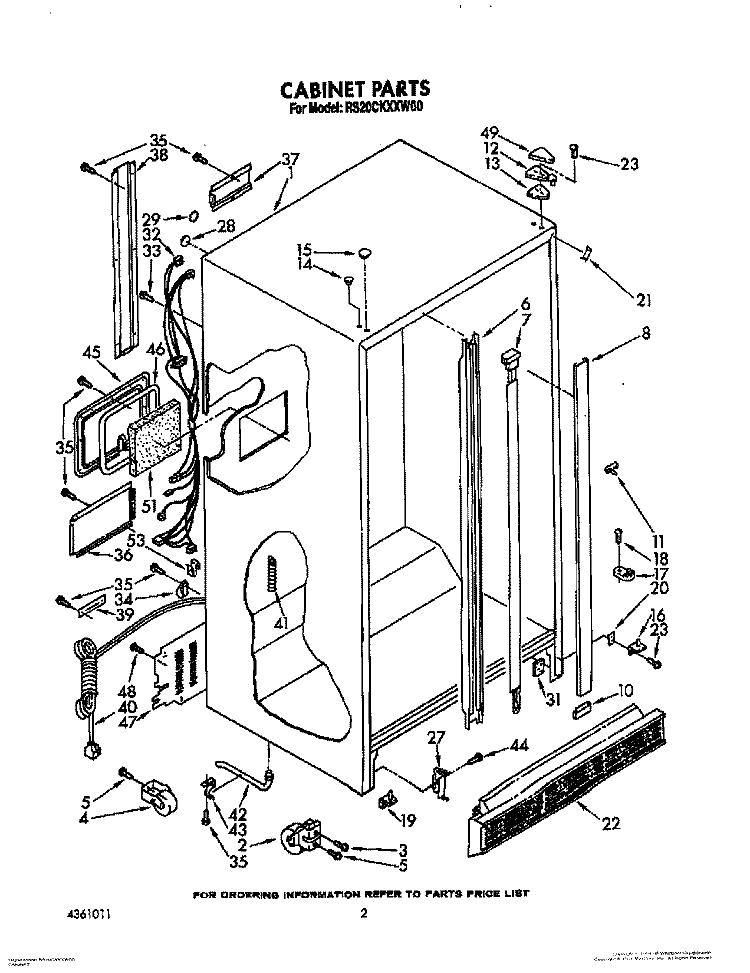 CABINET Diagram and Parts List for RS20CKXXW00  Roper Refrigerator