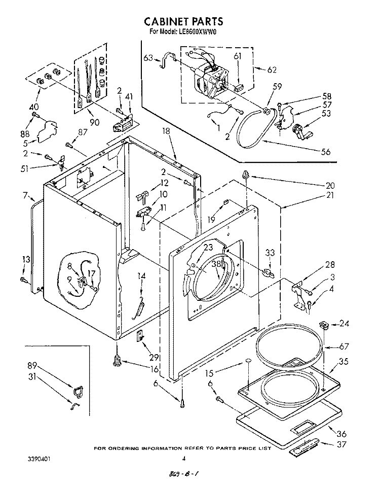 SECTION Diagram and Parts List for LE8600XWN0  Whirlpool Dryer