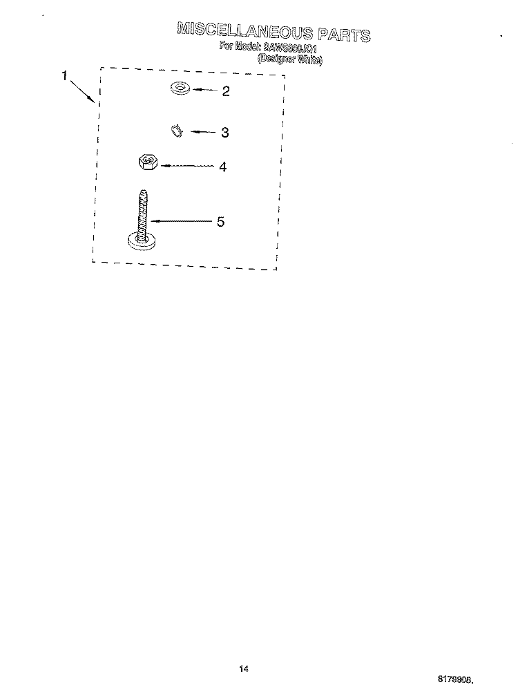 MISCELLANEOUS, OPTIONAL Diagram and Parts List for SAWS800JQ1  Whirlpool Washer