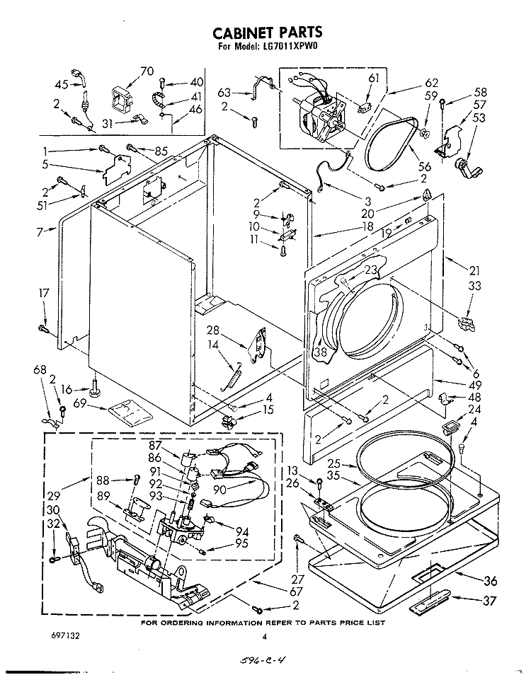 CABINET Diagram and Parts List for LG7011XPW0  Whirlpool Dryer