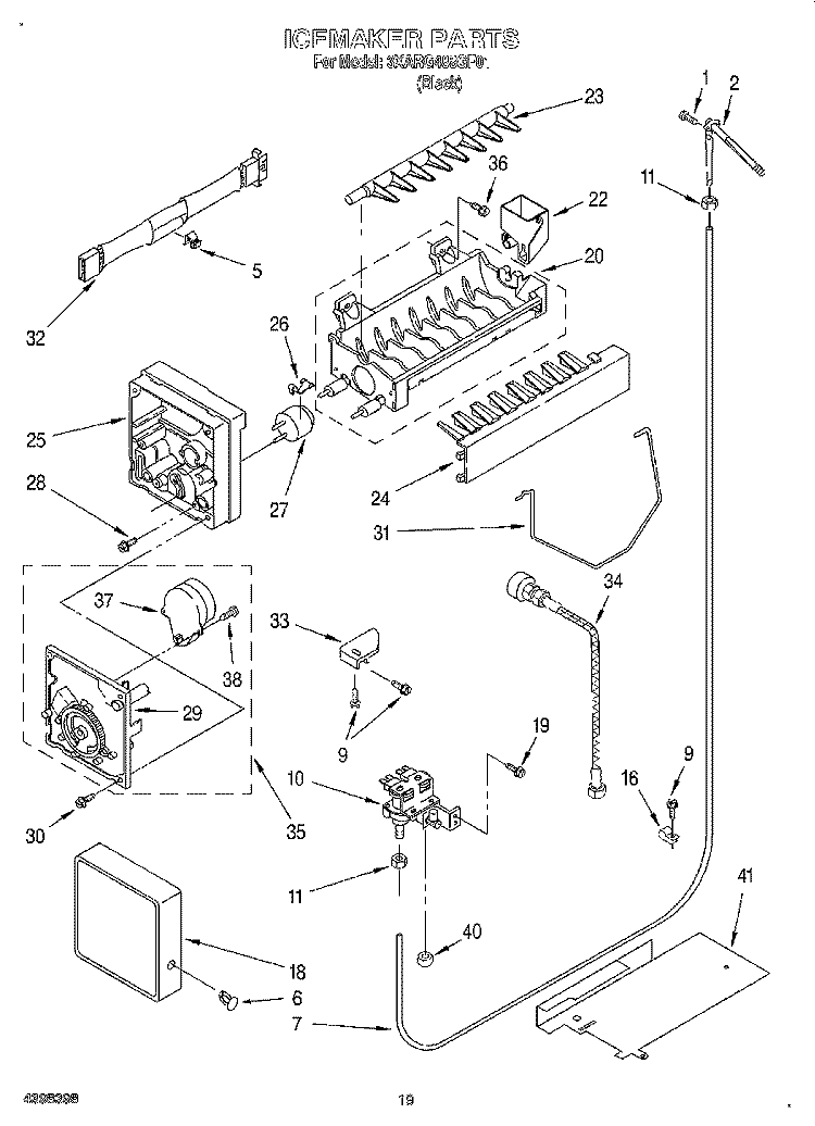 ICEMAKER Diagram and Parts List for 3XARG488GF01  Whirlpool Refrigerator