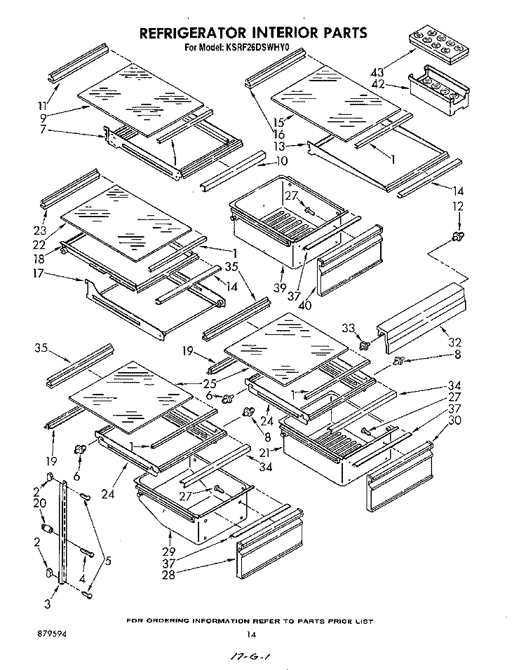 REFRIGERATOR INTERIOR, LIT/OPTIONAL Diagram and Parts List for KSRF26DSWHY0  KitchenAid Refrigerator
