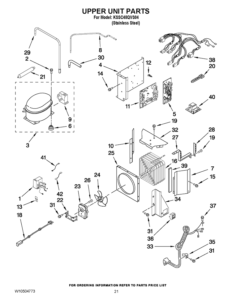 UPPER UNIT PARTS Diagram and Parts List for KSSC48QVS04  KitchenAid Refrigerator