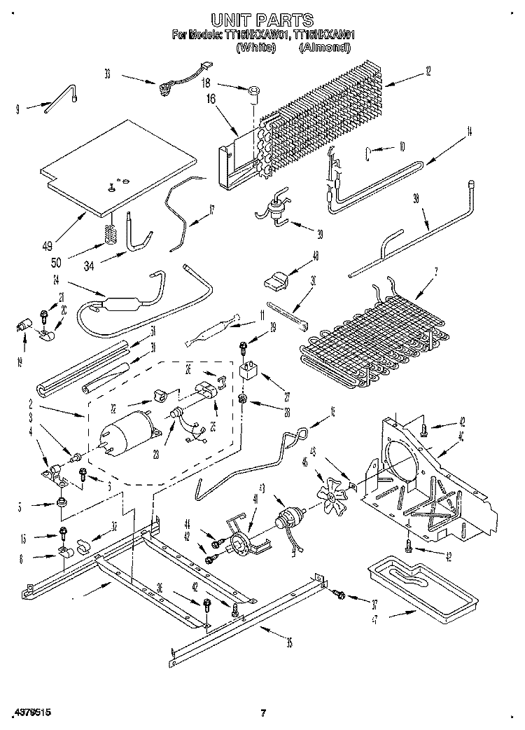 UNIT Diagram and Parts List for TT18HKXAN01  Estate Refrigerator