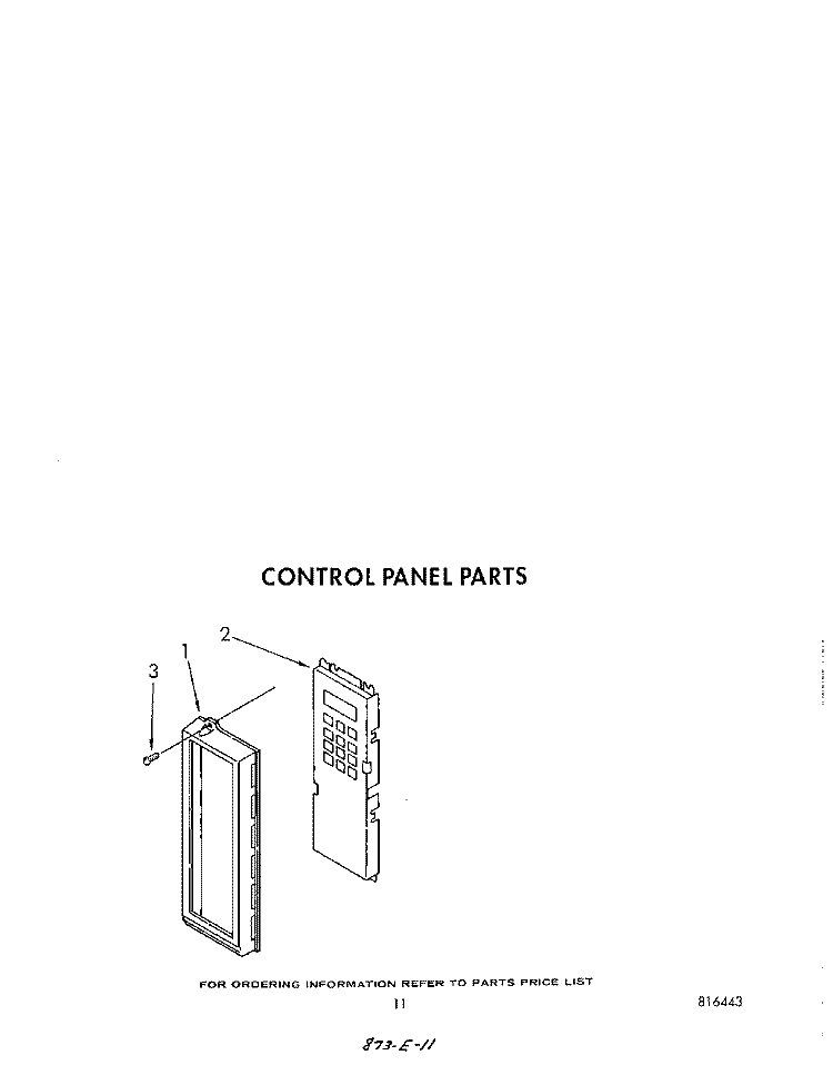 CONTROL PANEL Diagram and Parts List for RM778PXT2  Whirlpool Microwave Oven Combo