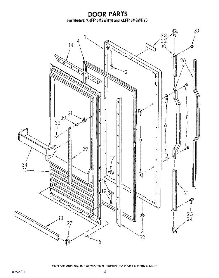 DOOR Diagram and Parts List for KLFF15MSWHY0  KitchenAid Freezer