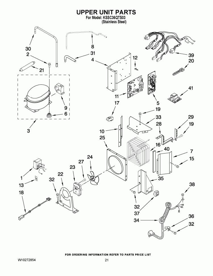 UPPER UNIT PARTS Diagram and Parts List for KSSC36QTS03  KitchenAid Refrigerator