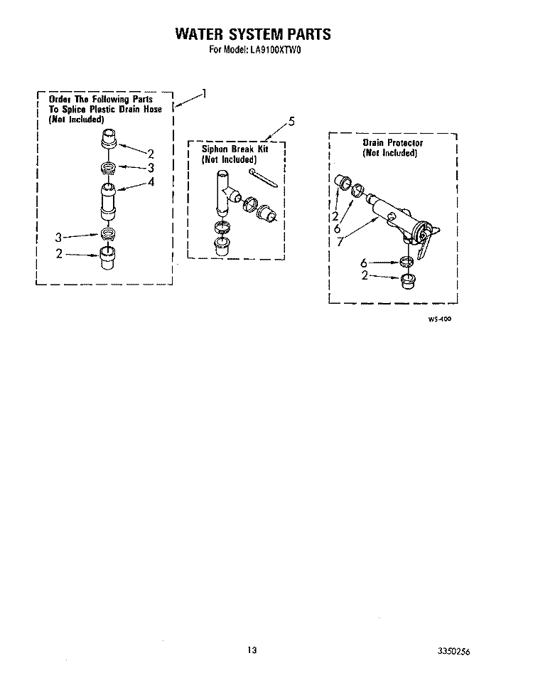 WATER SYSTEM Diagram and Parts List for LA9100XTG0  Whirlpool Washer