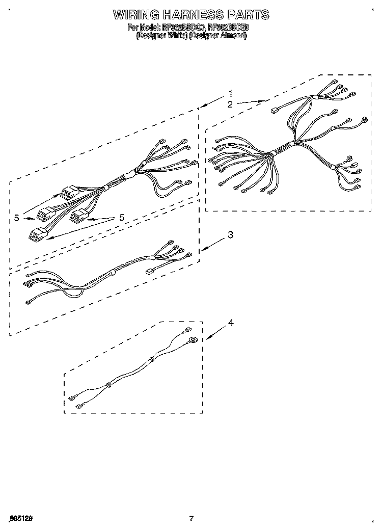 WIRING HARNESS, LITERATURE Diagram and Parts List for RF362BBDQ0  Whirlpool Range