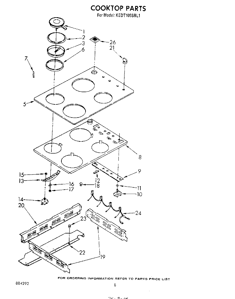 COOKTOP Diagram and Parts List for KEDT105SBL1  KitchenAid Range