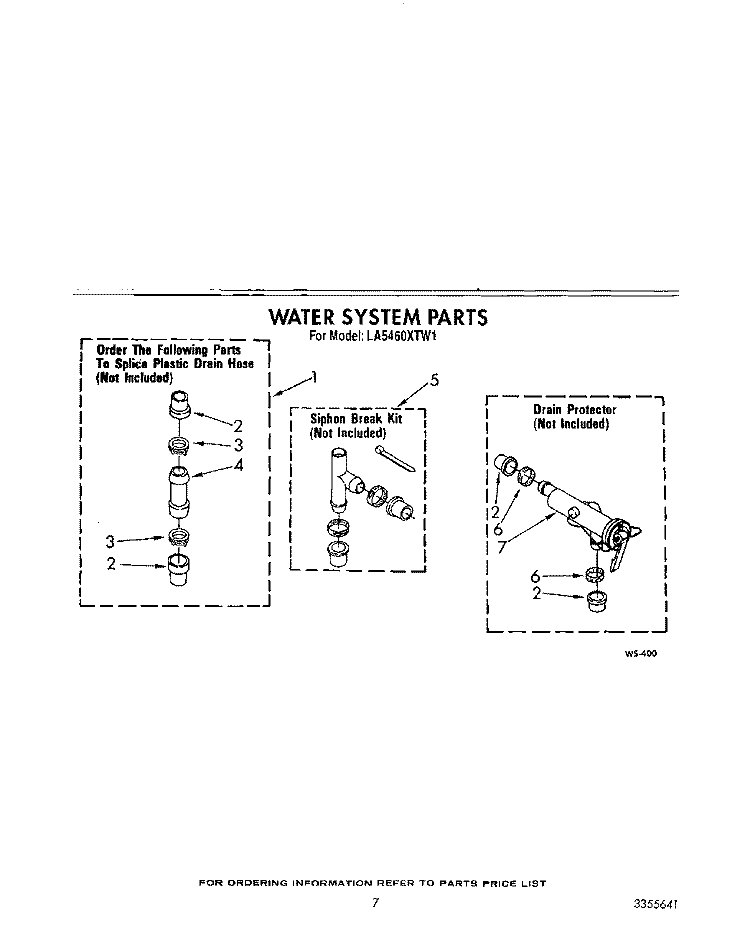 WATER SYSTEM Diagram and Parts List for LA5460XTW1  Whirlpool Washer