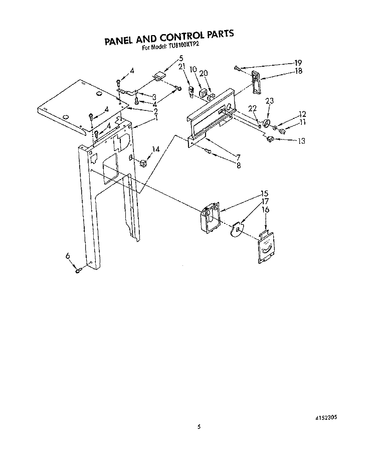 PANEL AND CONTROL Diagram and Parts List for TU8100XTP2  Whirlpool Trash Compactor