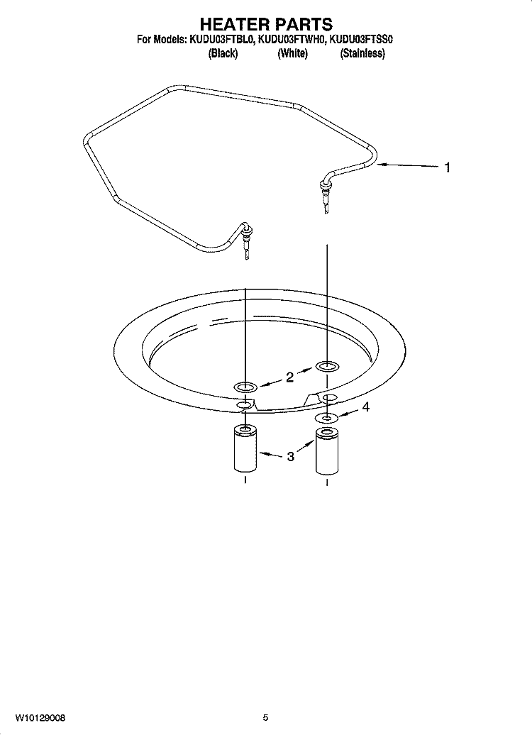 HEATER PARTS Diagram and Parts List for KUDU03FTWH0  KitchenAid Dishwasher