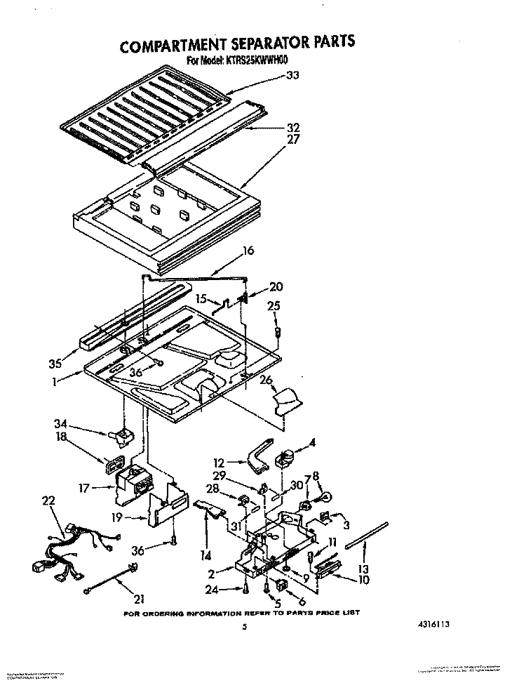 COMPARTMENT SEPARATOR Diagram and Parts List for KTRS25KWAL00  KitchenAid Refrigerator