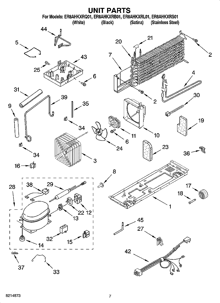 UNIT PARTS Diagram and Parts List for ER8AHKXRB01  Whirlpool Refrigerator