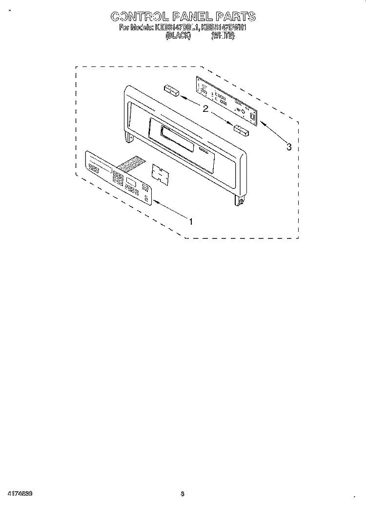 CONTROL PANEL, LITERATURE Diagram and Parts List for KEBS147DBL1  KitchenAid Wall Oven