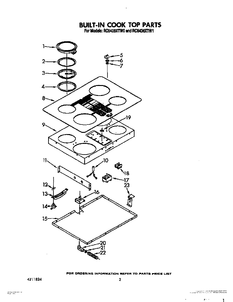 SECTION Diagram and Parts List for RC8436XTB1  Whirlpool Cooktop