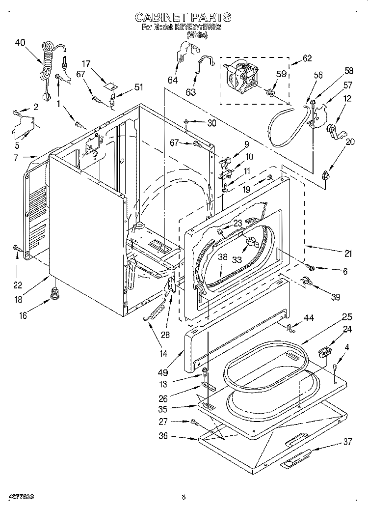 CABINET Diagram and Parts List for KGYE677BWH3  KitchenAid Dryer