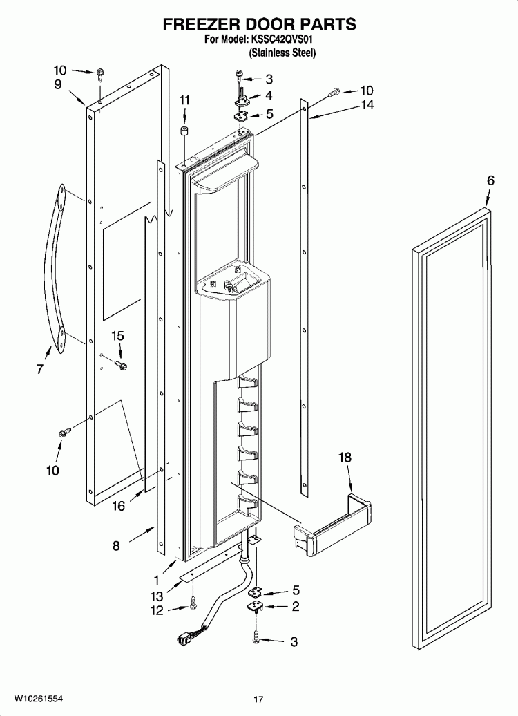 FREEZER DOOR PARTS Diagram and Parts List for KSSC42QVS01  KitchenAid Refrigerator