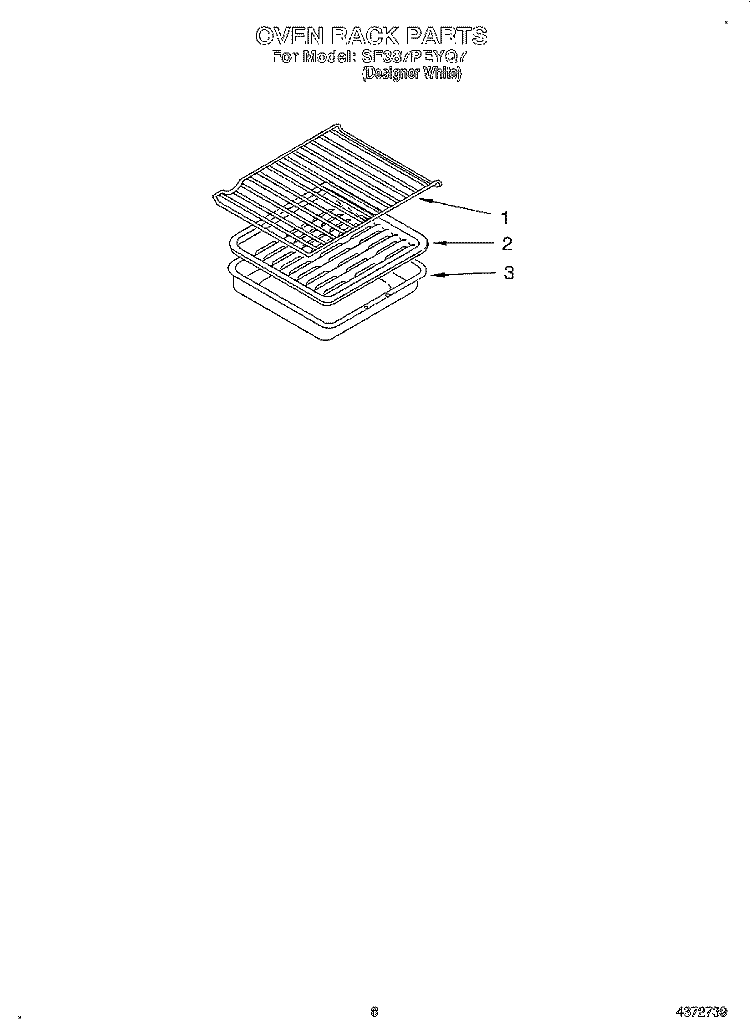 OVEN RACK, LITERATURE Diagram and Parts List for SF387PEYQ7  Whirlpool Range