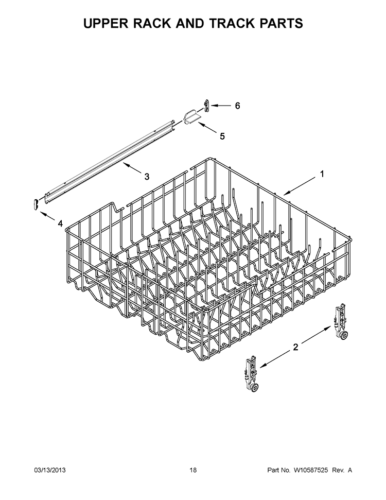 UPPER RACK AND TRACK PARTS Diagram and Parts List for IUD8500BX0  Whirlpool Dishwasher