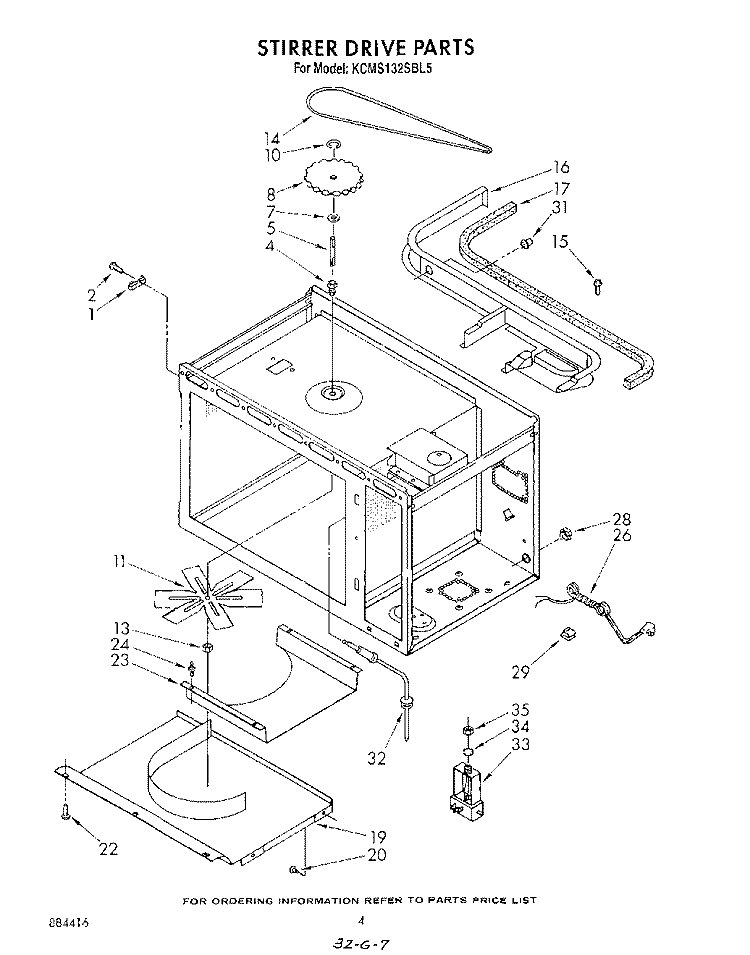 STIRRER DRIVE Diagram and Parts List for KCMS132SBL5  KitchenAid Microwave