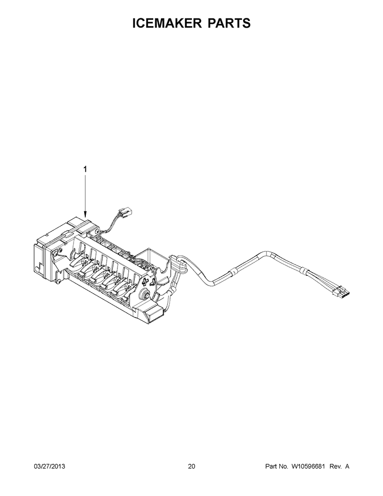ICEMAKER PARTS Diagram and Parts List for 7WF736SDAM10  Whirlpool Refrigerator