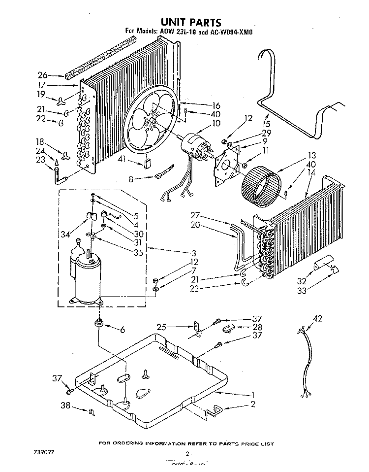 SECTION Diagram and Parts List for ACW094XM0  Whirlpool Air Conditioner