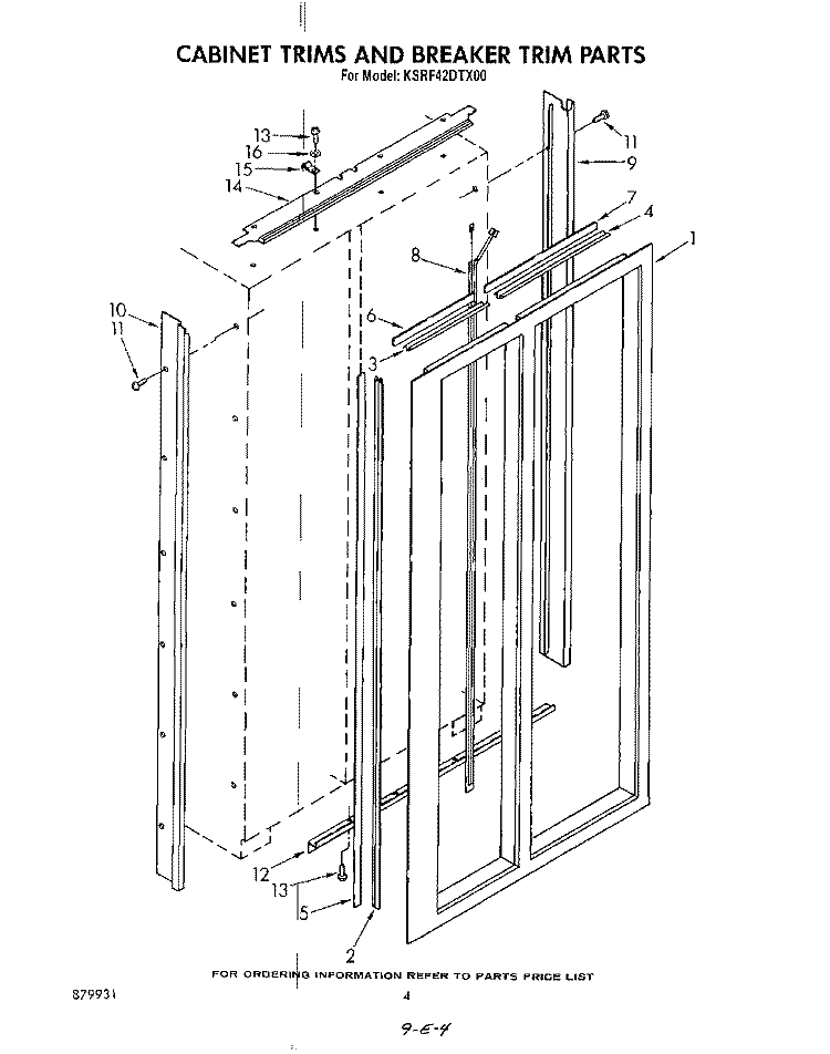 CABINET TRIMS AND BREAKER TRIM Diagram and Parts List for KSRF42DTX00  KitchenAid Refrigerator