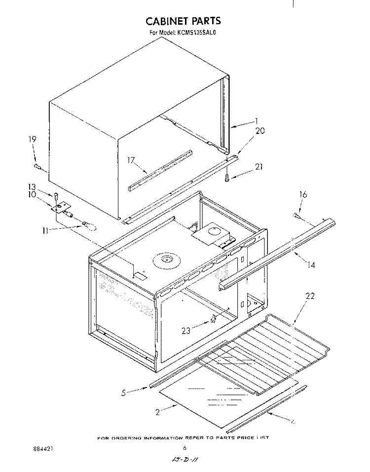 CABINET Diagram and Parts List for KCMS135SAL0  KitchenAid Microwave