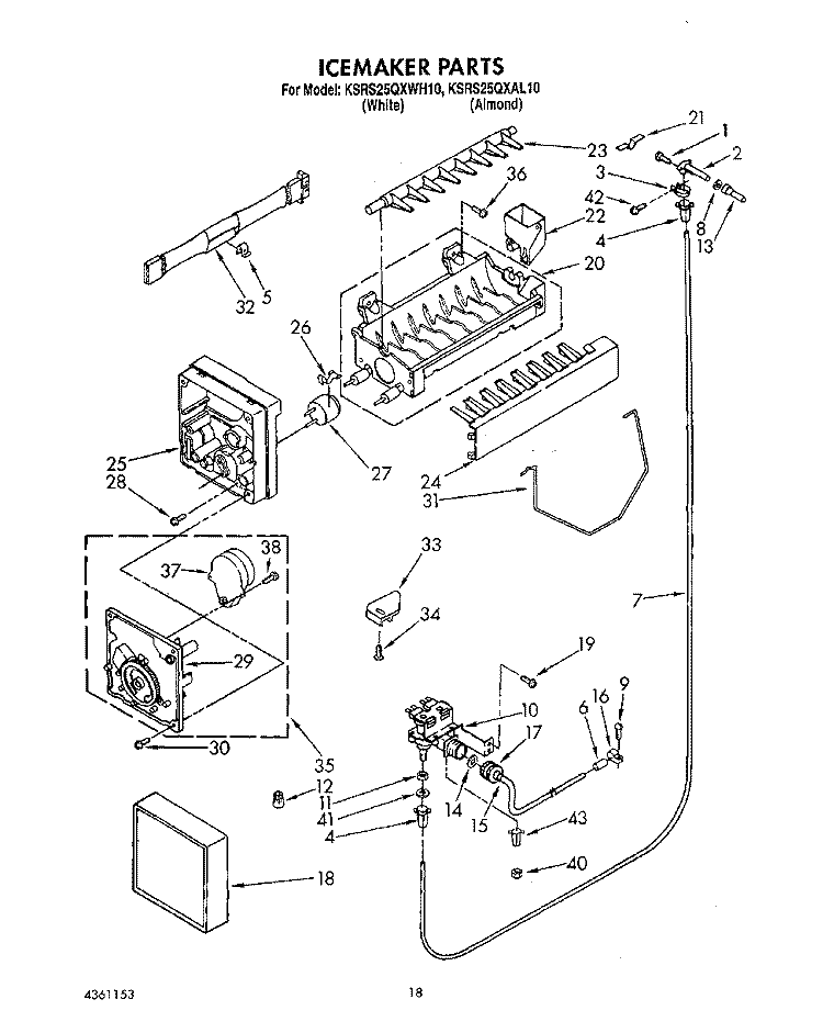 ICEMAKER Diagram and Parts List for KSRS25QXAL10  KitchenAid Refrigerator