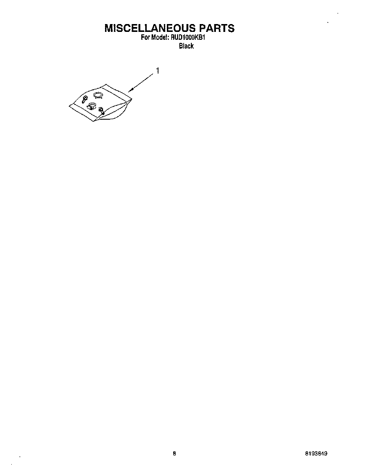 MISCELLANEOUS, OPTIONAL Diagram and Parts List for RUD1000KB1  Roper Dishwasher