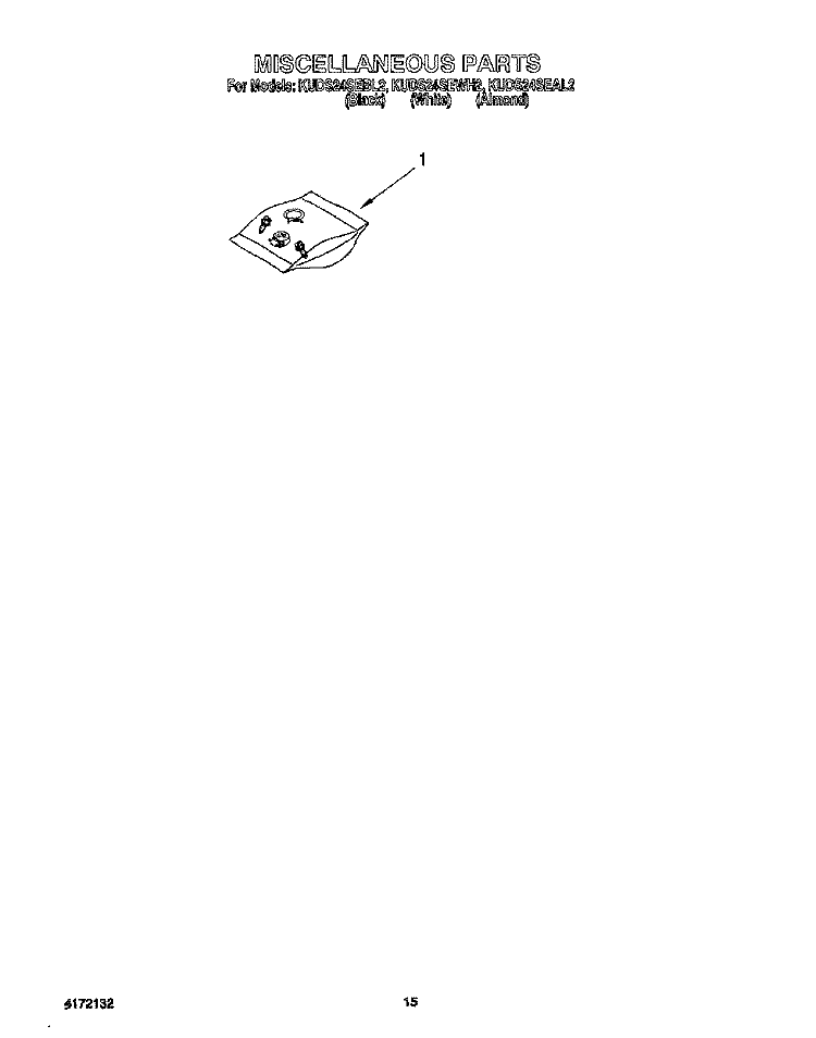 MISCELLANEOUS, LIT/OPTIONAL Diagram and Parts List for KUDS24SEAL2  KitchenAid Dishwasher