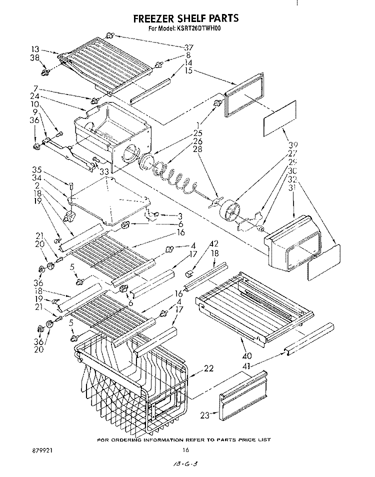 FREEZER SHELF Diagram and Parts List for KSRT26DTWH00  KitchenAid Refrigerator
