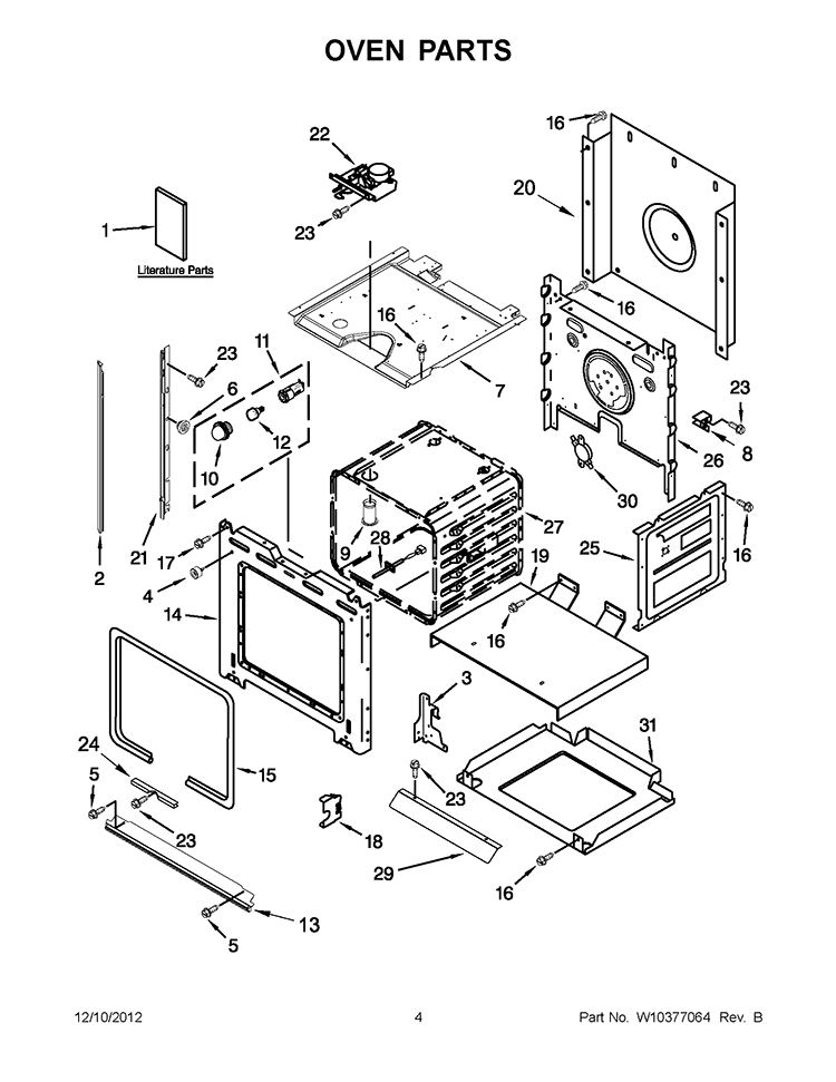 OVEN PARTS Diagram and Parts List for RBS307PVB03  Whirlpool Wall Oven