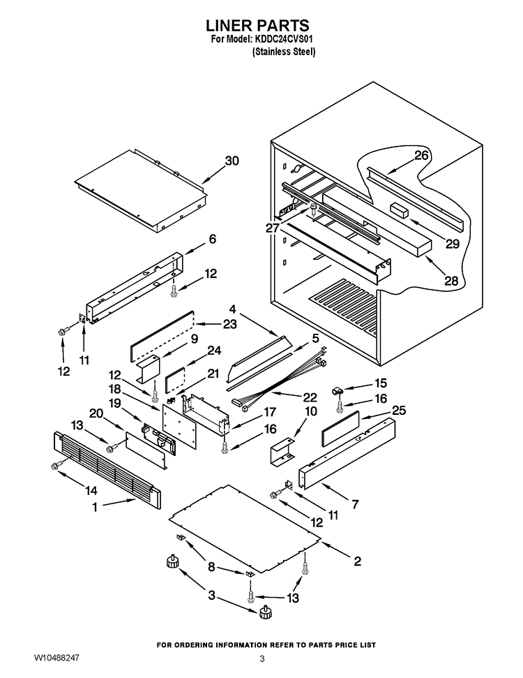 LINER PARTS Diagram and Parts List for KDDC24CVS01  KitchenAid Refrigerator