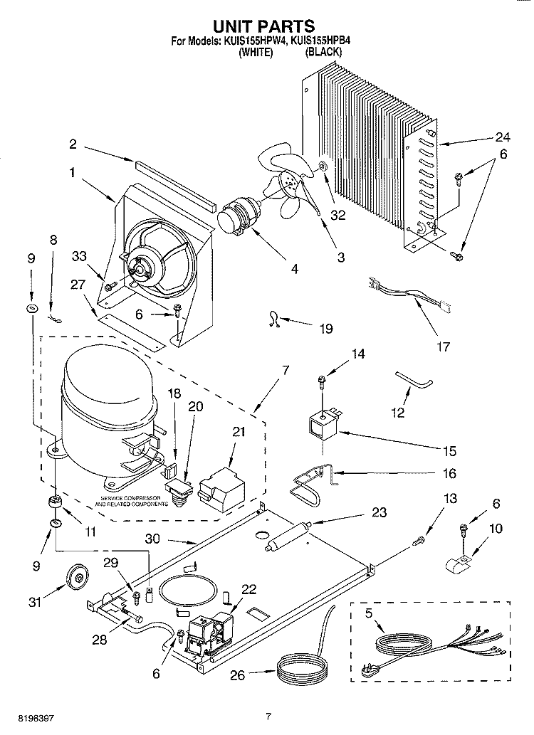 UNIT PARTS Diagram and Parts List for KUIS155HPW4  KitchenAid Ice Maker