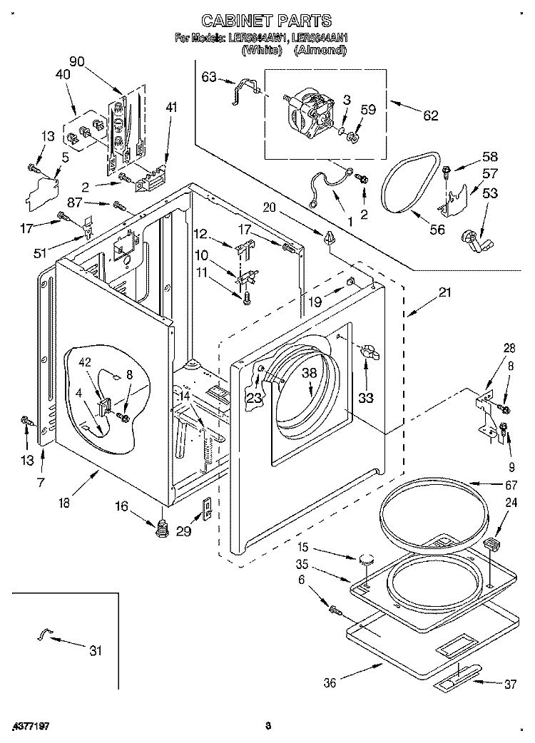 SECTION Diagram and Parts List for LER5644AN1  Whirlpool Dryer