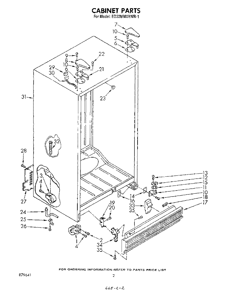 CABINET Diagram and Parts List for ED22MMXRWR1  Whirlpool Refrigerator