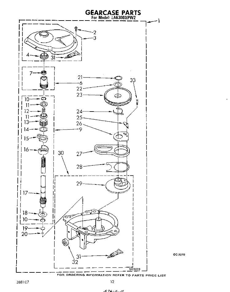 GEARCASE Diagram and Parts List for LA6300XPW2  Whirlpool Washer